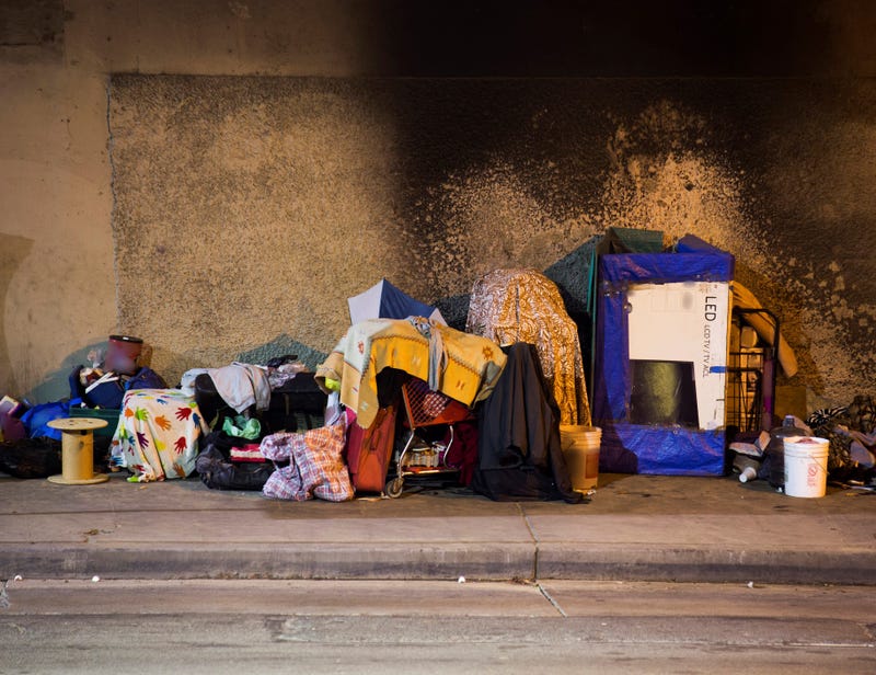 homeless encampment with tents