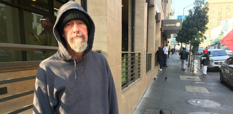 Charles, a homeless man in San Francisco, turned down an offer to sleep on a cot in a soup kitchen while wildfire smoke lingered over the city.