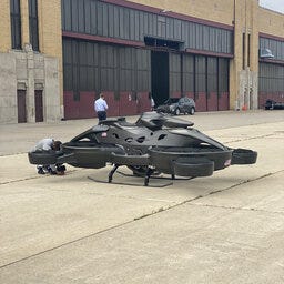 The XTURISMO hovercraft from Aerwins at the 2022 North American International Auto Show in Detroit, Mich. 