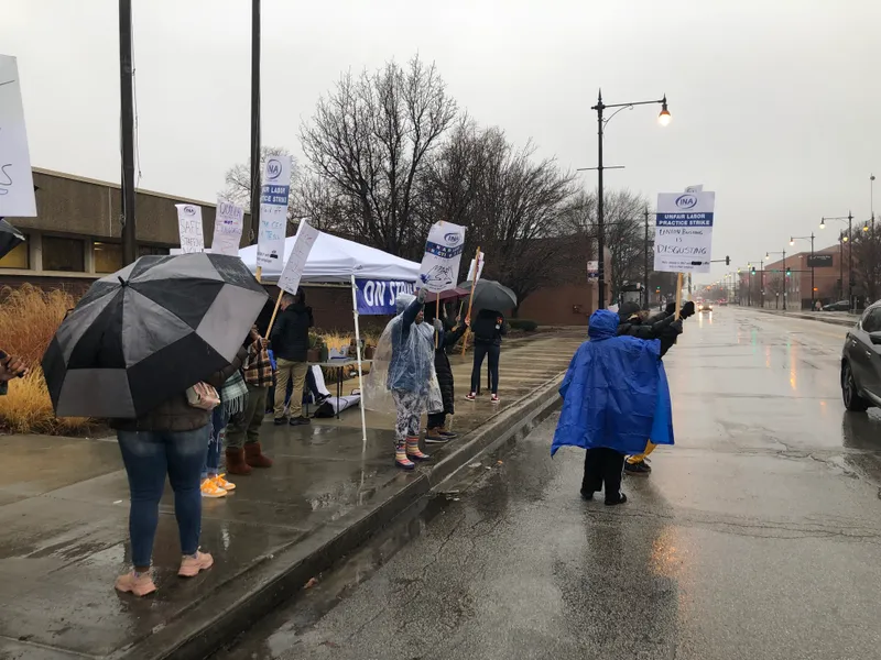 Unionized Howard Brown Health workers walked off the job in January 2023 to protest the layoff of 61 people in December 2022.
