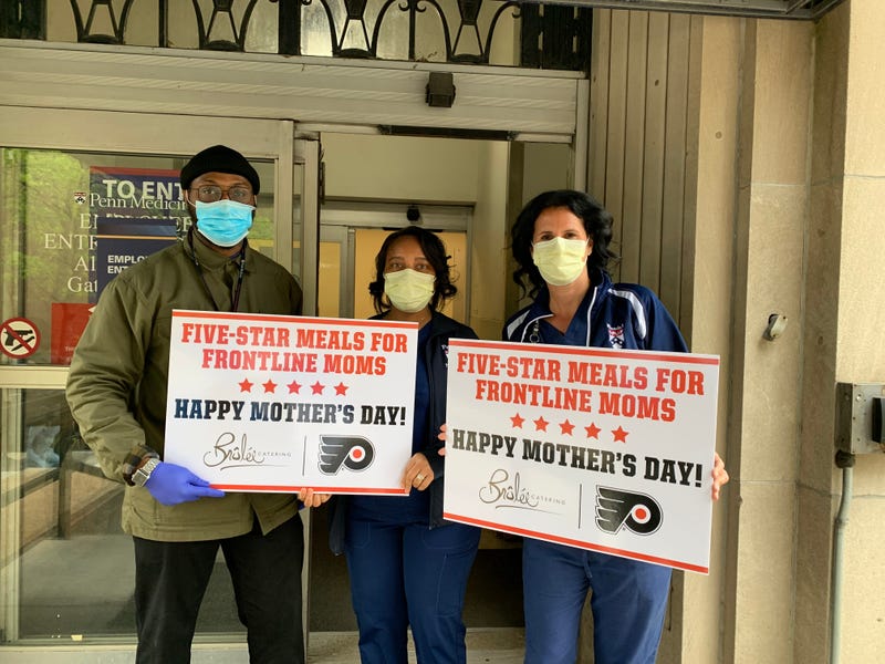 The Flyers teamed with Brûlée Catering to deliver Mother's Day meals to front line workers at the Hospital of The University of Pennsylvania.