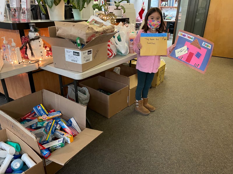 Hygiene products donated as a result of Sloane's efforts