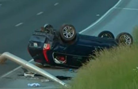 flipped car on I-57