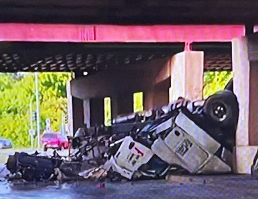 rolled over semi