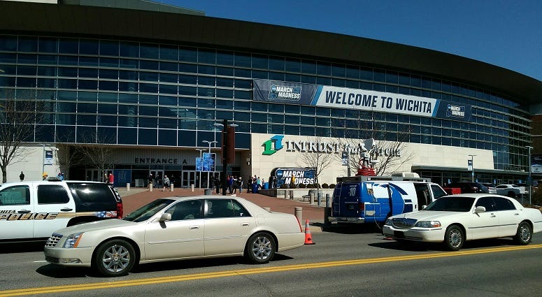 South entrance to INTRUST Bank Arena in downtown Wichita