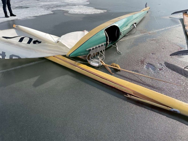 Ice sailboat crash