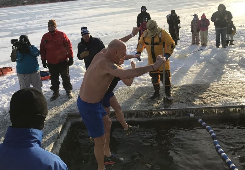 Diving into Lake Minnetonka on New Years Day 2019