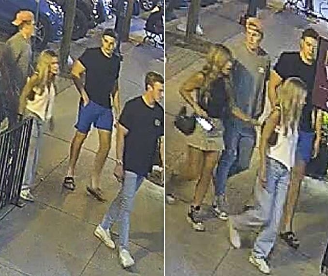 Authorities are working to identify five people believed to be involved in vandalizing artwork that was hung as part of Plymouth Art Walk Initiative in Downtown Plymouth.