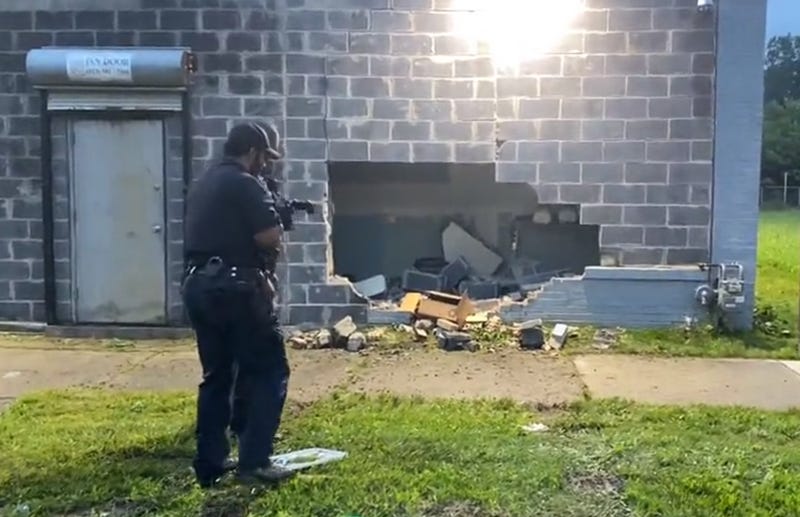There's a big hole in the side of a building on Detroit's east side that appears was being used as an illegal marijuana grow operation.