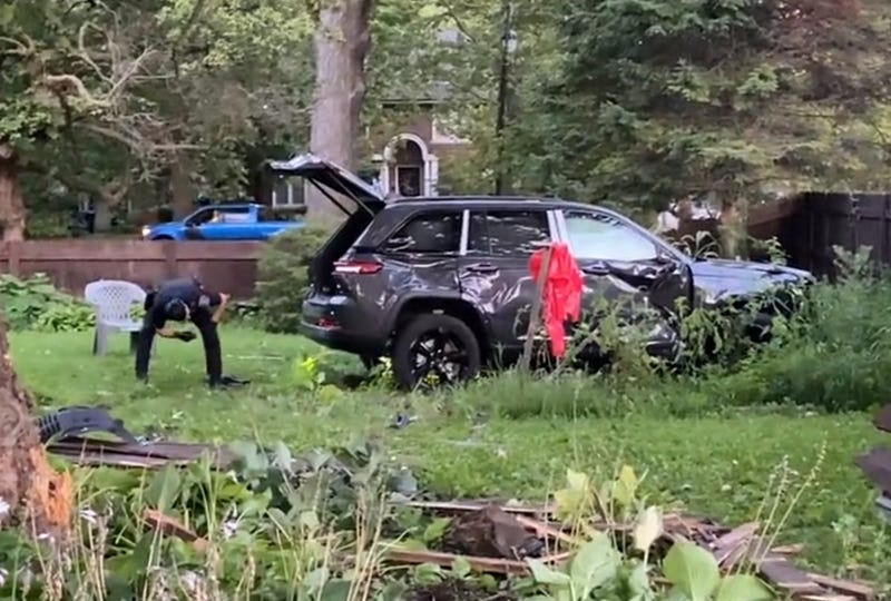 Residents of one Detroit home woke up Thursday morning to a brand new Jeep on their property -- only it was stolen and wrecked after someone crashed in through their fence.