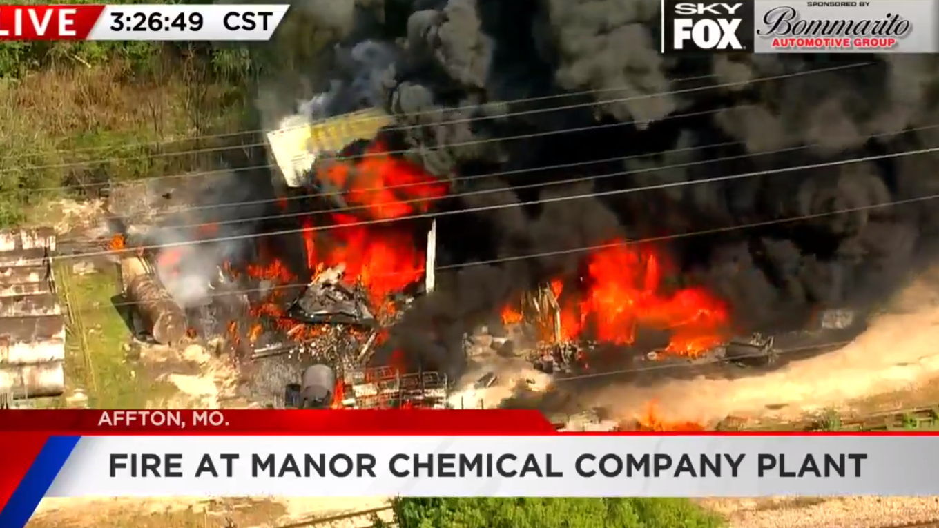 LIVE VIDEO: Chemical facility catches fire near Affton, black smoke seen for miles