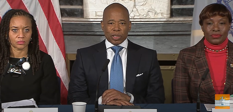 Mayor Eric Adams holds press conference on Oct. 24, 2023. 