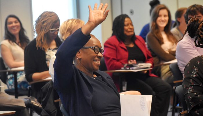woman at educational workshop