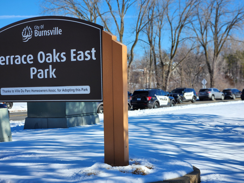 Police vehicles in Burnsville responding to the shooting.