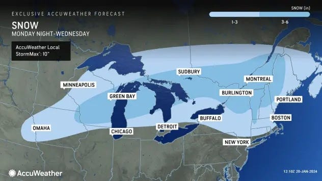 AccuWeather forecast - Michigan snowfall accumulations