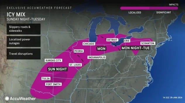 AccuWeather Forecast - possible ice storm
