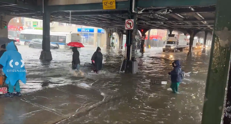 A Citizen user shows video of a flooded street.