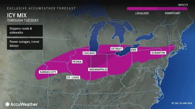 AccuWeather forecast rain/ice
