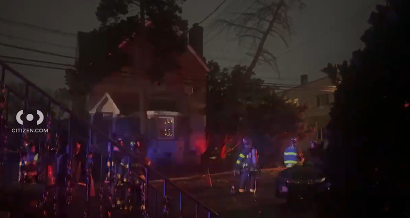 Firefighters responded after a large tree fell on power lines, causing a power outage in the area between 66th Driver and 66th Road in Queens on Tuesday, Nov. 21, 2023.