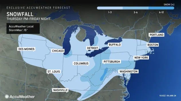 AccuWeather forecasted snowfall