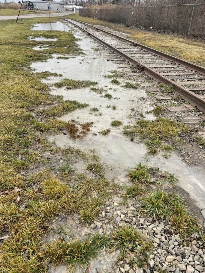 Pool of ‘corrosive milky liquid’ that may cause chemical burns discovered around Downriver railroad tracks