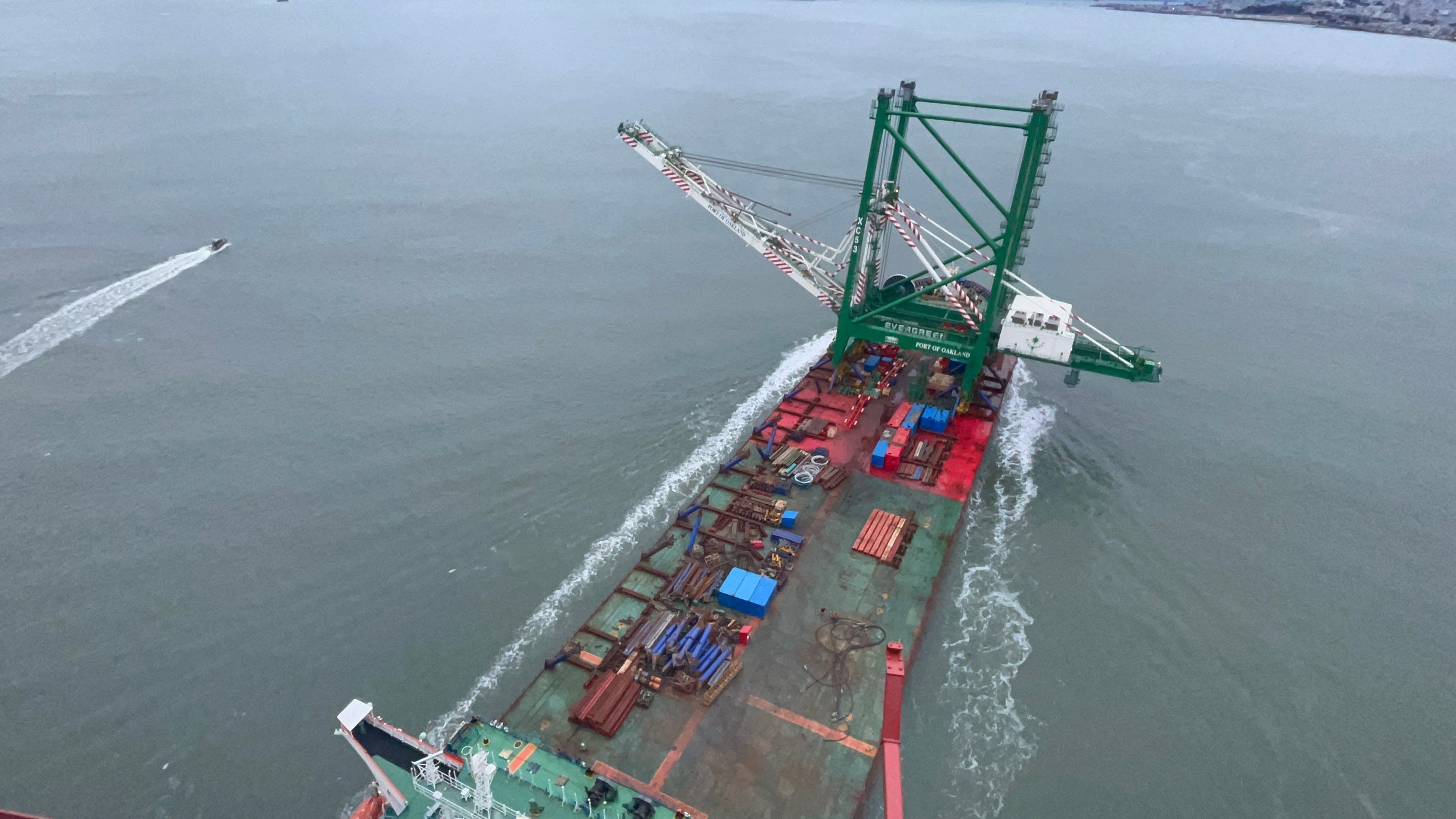 VIDEO: Giant 27-story crane slips under Golden Gate Bridge with just feet to spare