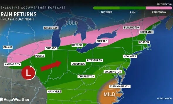 The latest forecast for Friday