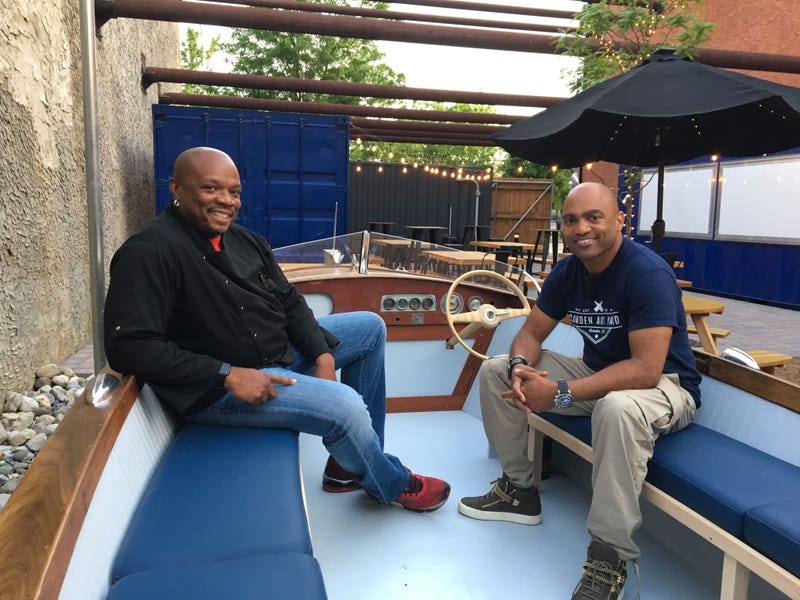 Camden celebrity chef Aaron McCargo Jr. and Camden Arts Yard developer Damon Pennington.