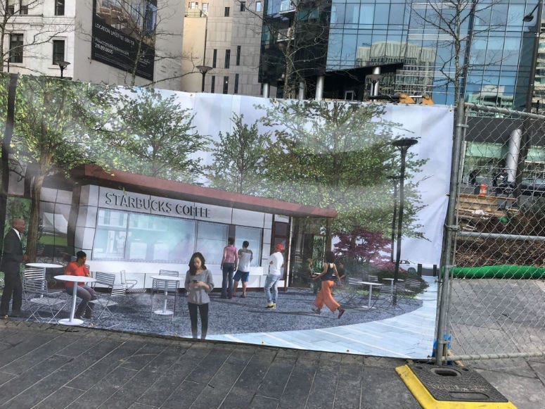 Another Starbucks controversy is brewing, but this time it's because of a kiosk being built in Dilworth Park, outside of City Hall. 