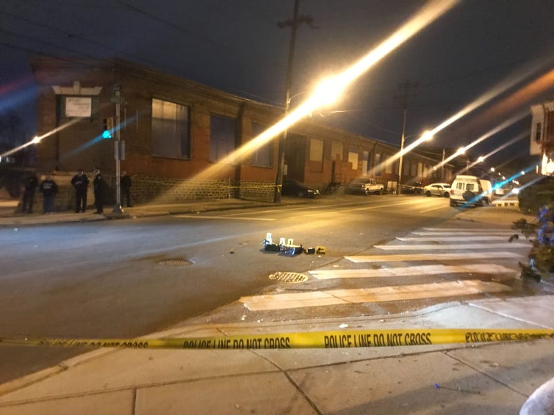 Police at the scene of a shooting in North Philadelphia which left a 16-year-old girl dead.