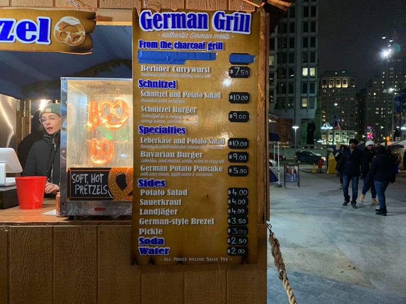 The German Grill booth at Christmas Village is one spot where German street cuisine can be found.