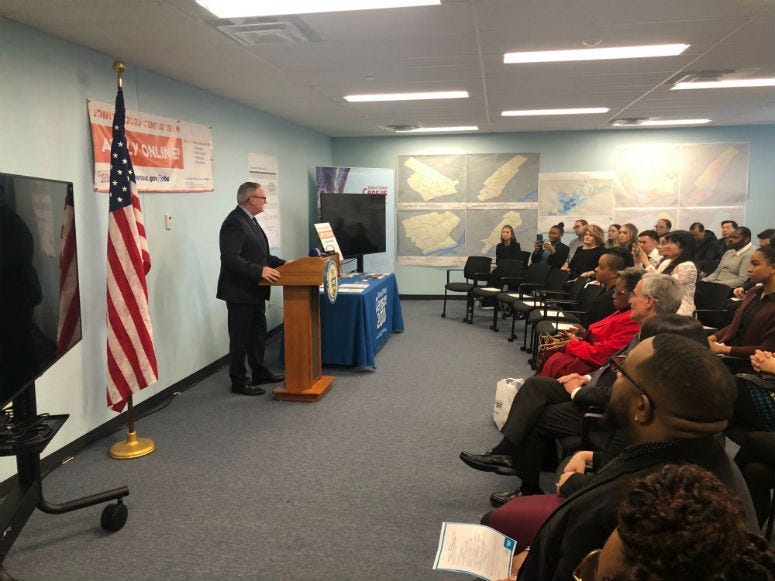 Dozens packed into a room in the U.S. Census office at 615 Chestnut Street to mark the opening of the federal headquarters for Philadelphia operations of the U.S. Census.