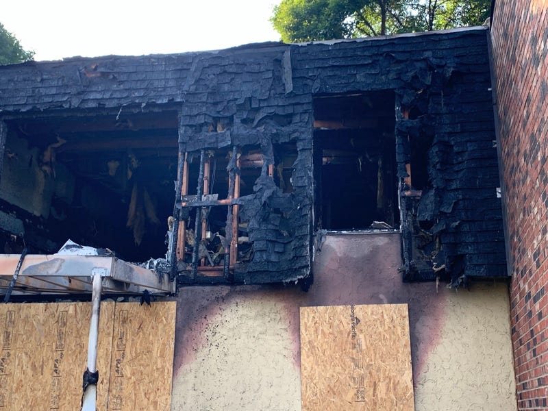 Fire rips through a section of the Ryan’s Run East Apartments in Maple Shade overnight. 