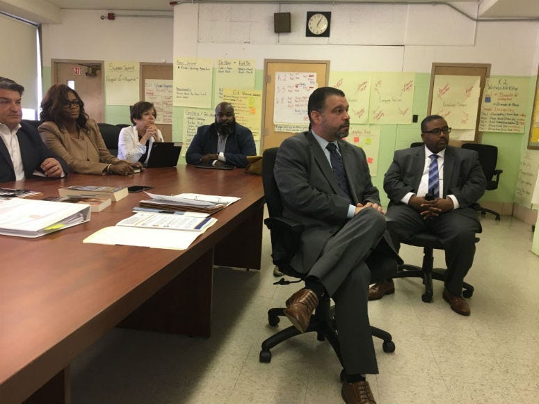 Pedro Rivera, the Pennsylvania secretary of education, visited two Philadelphia elementary schools Wednesday. 