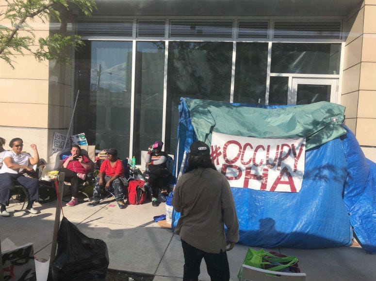 #OccupyPHA protestors at the Philadelphia Housing Authority headquarters.