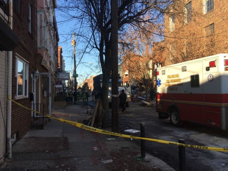 Photo of the day after a massive South Philly row home explosion.