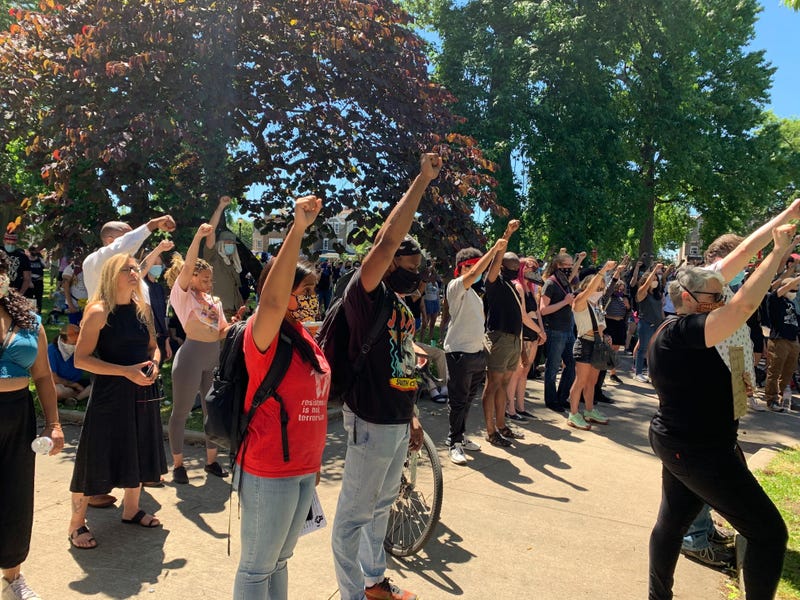 Hundreds of demonstrators gathered in West Philadelphia's Malcolm X Park to rally against police funding and to abolish private police departments.