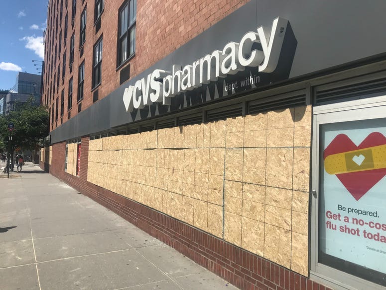 A bank that was vandalized