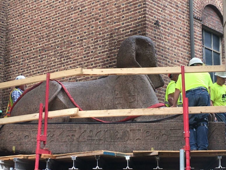 The largest Sphinx in the Western Hemisphere has a new home tonight. It's still at the Penn Museum in Philadelphia.