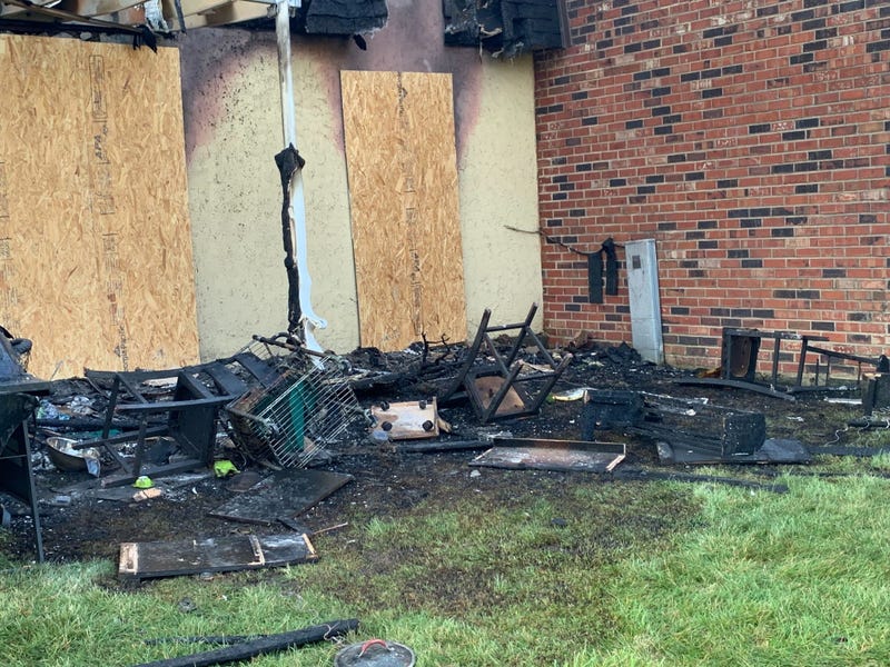Fire rips through a section of the Ryan’s Run East Apartments in Maple Shade overnight. 