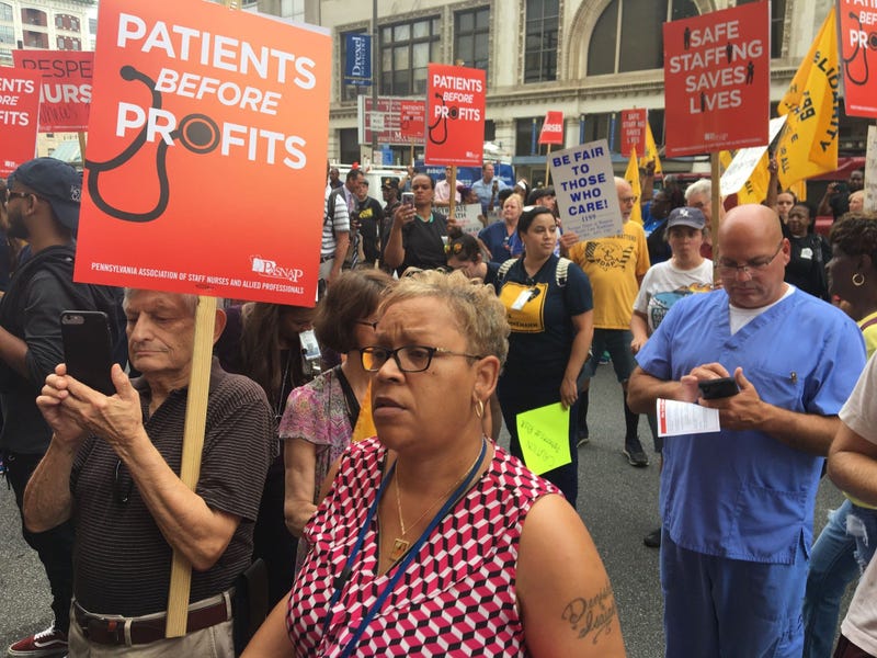 Thousands of people protested in front of Hahnemann University Hospital on Thursday afternoon to try and save the institution from what they believe is a real-estate deal.