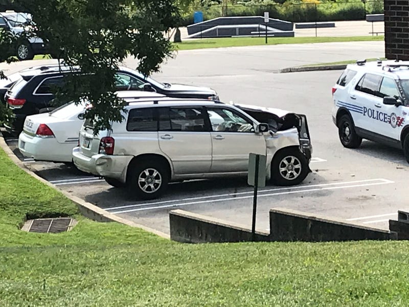Stolen SUV slams into bus