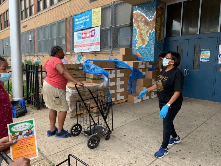A pop-up food pantry at Gideon Elementary School.