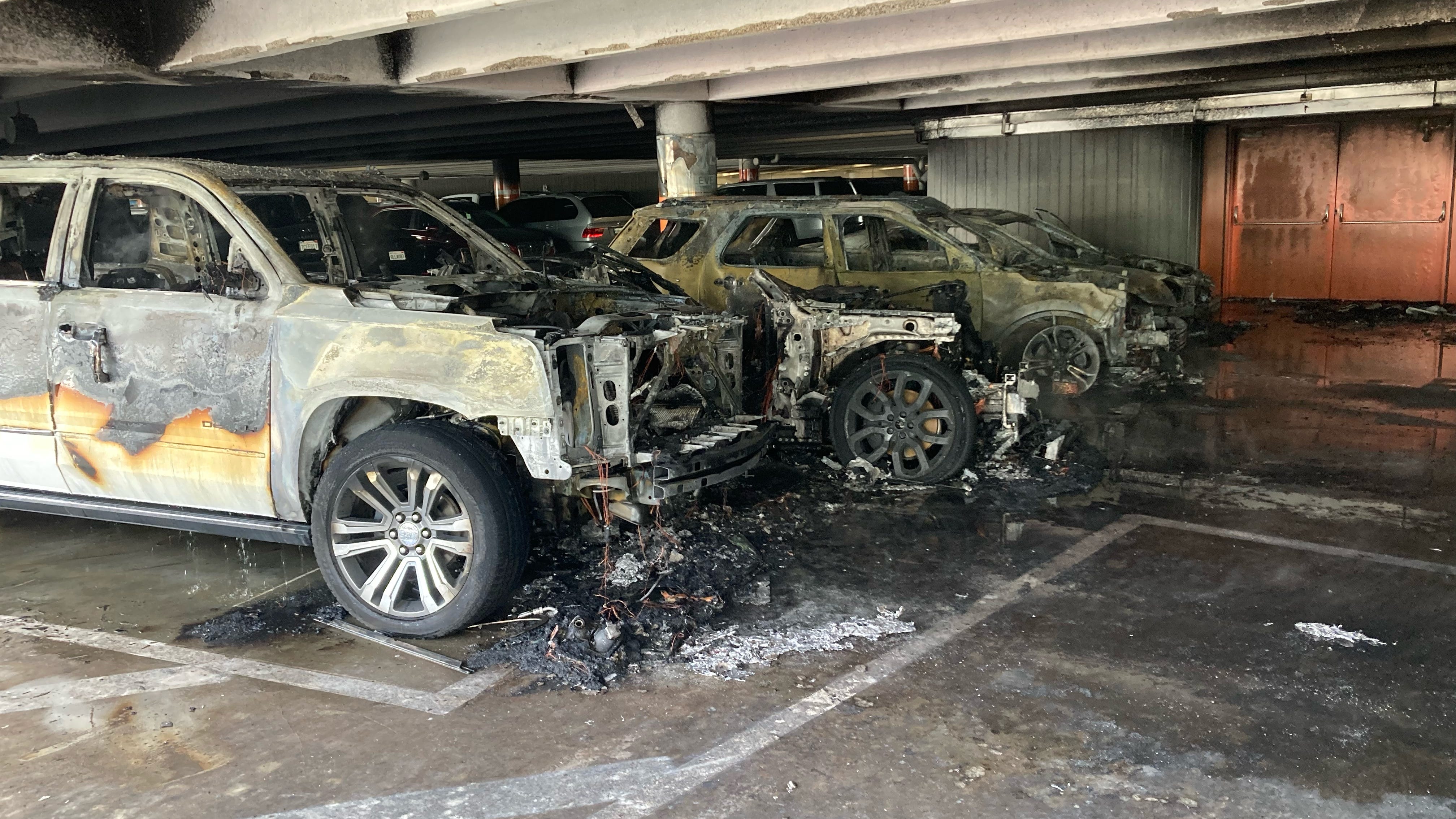 Cars catch fire at SFO parking structure