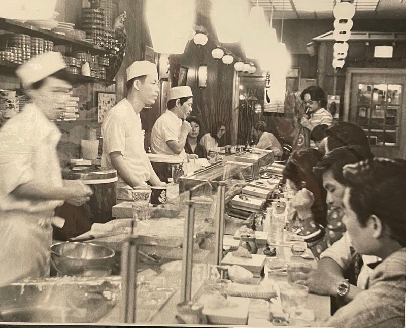 Interior of the original Kamehachi which opened in 1967 at 1617 N. Wells Street in Chicago.
