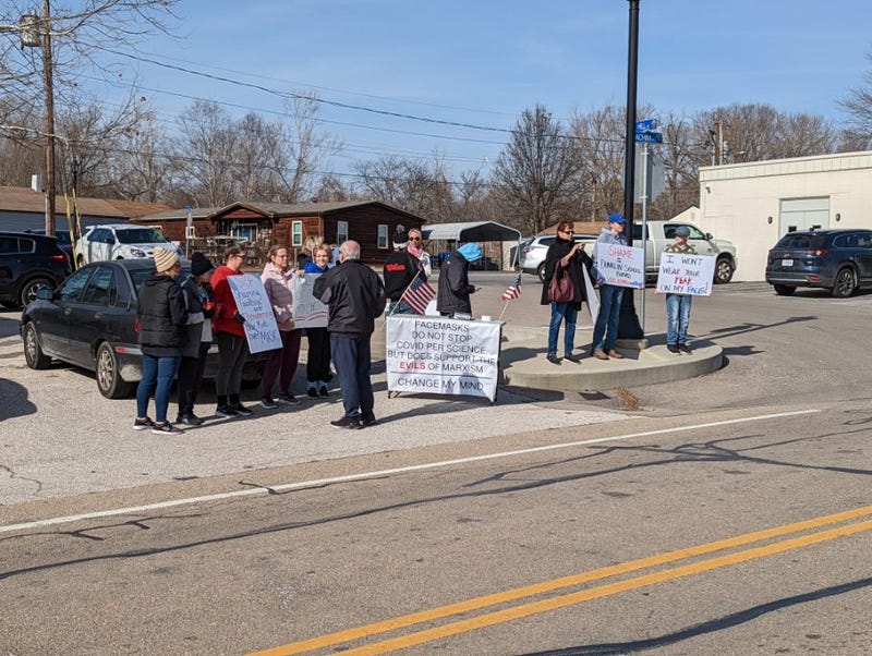 Protest at Herculaneum High School over face masks
