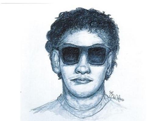 A sketch shows the man suspected of attacking a woman along a Cook County Forest Preserves trail near Niles on May 10.