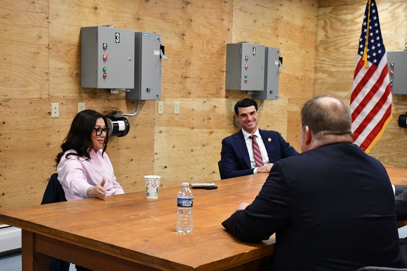 Rep. Rob Bresnahan talks with US Secretary of Labor Lori Chavez-DeRemer at meeting in Nanticoke, PA.