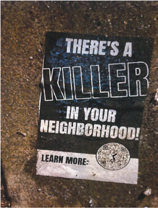 One of the stickers with the website's QR code.