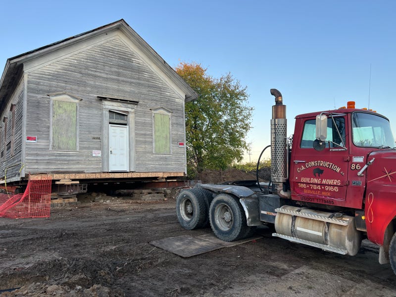 Thorington Schoolhouse with a large truck in front of it